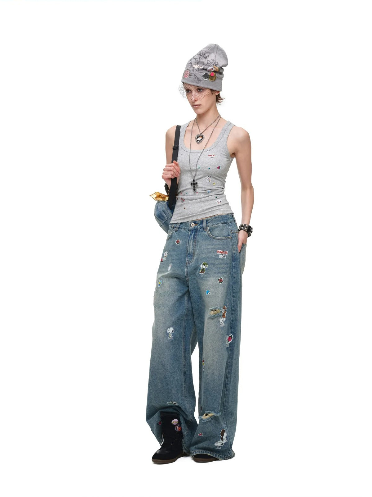 Vintage Print Wide-Strap Tank Top