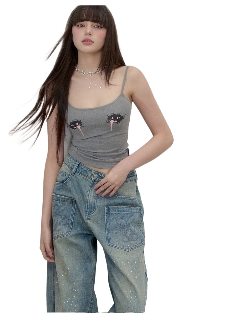 Fun Big Eye Tear Drop Tank Top