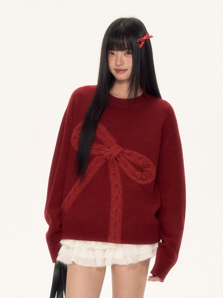 Red Bow Knit Sweater