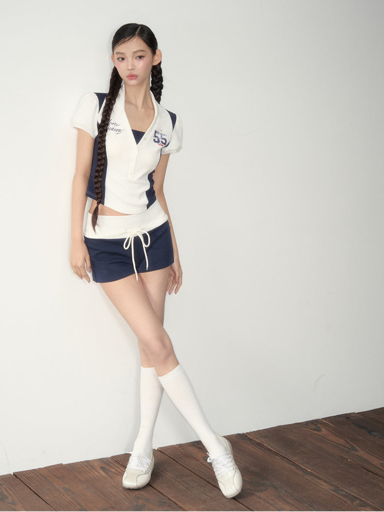 White Jersey-Style Polo &amp; Shorts Set