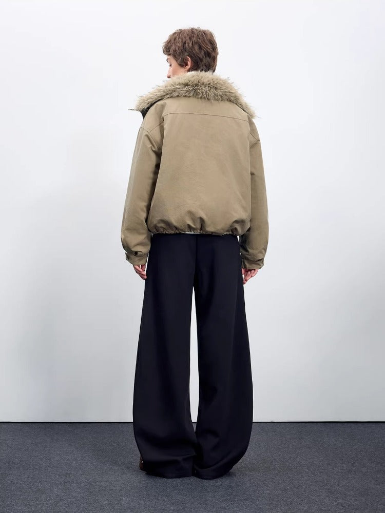 Wool Blend Curve Trousers