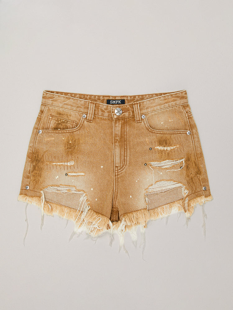 Rage Rush Denim Shorts Wild Cowboy Brown