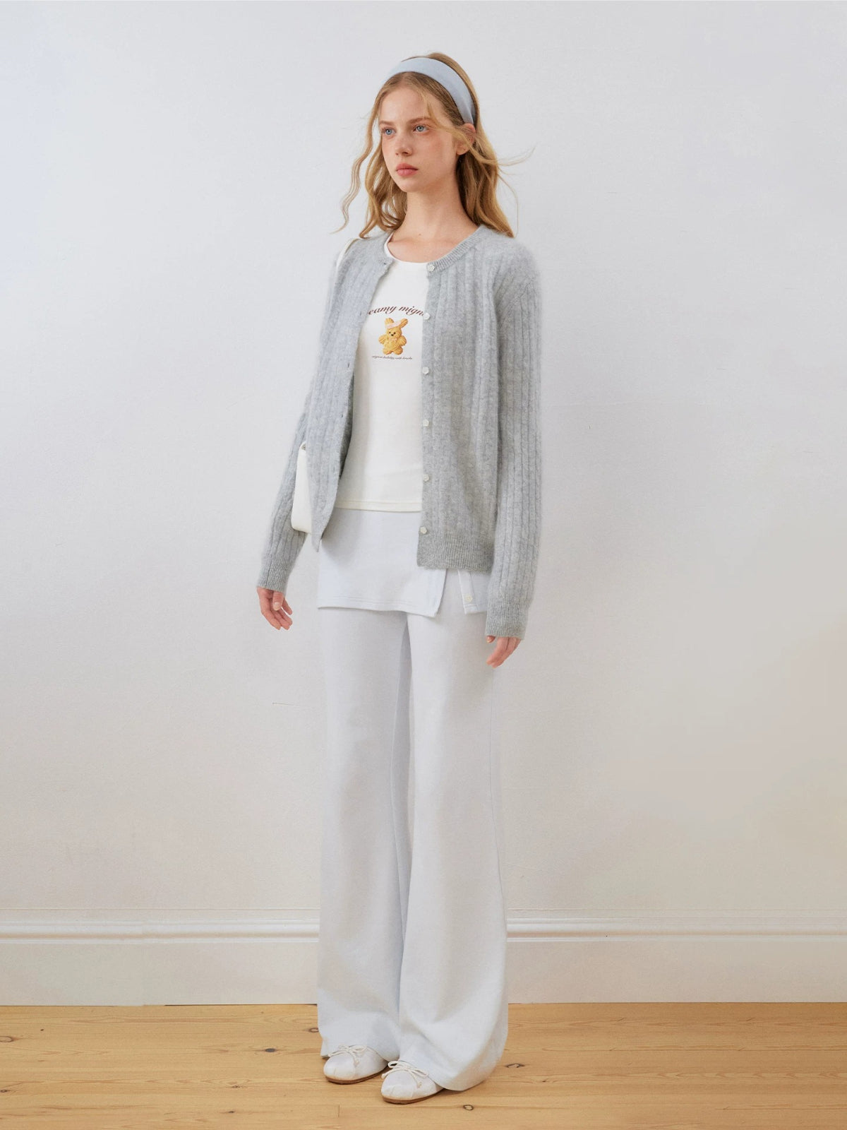 Cable Knit Wool Blend Cardigan