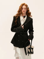 Buttoned Lapel Black Waist Coat