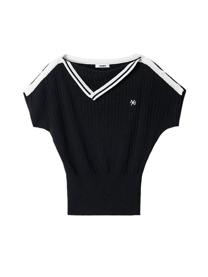 Black Contrast Asymmetric Tee