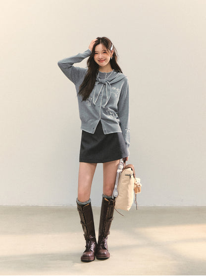Anti-exposure Applique Pocket Suit Skort