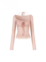 Lace Panel Beaded Acetate T-shirt