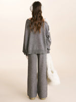 Gray & Apricot Lace-Tie Knit Set