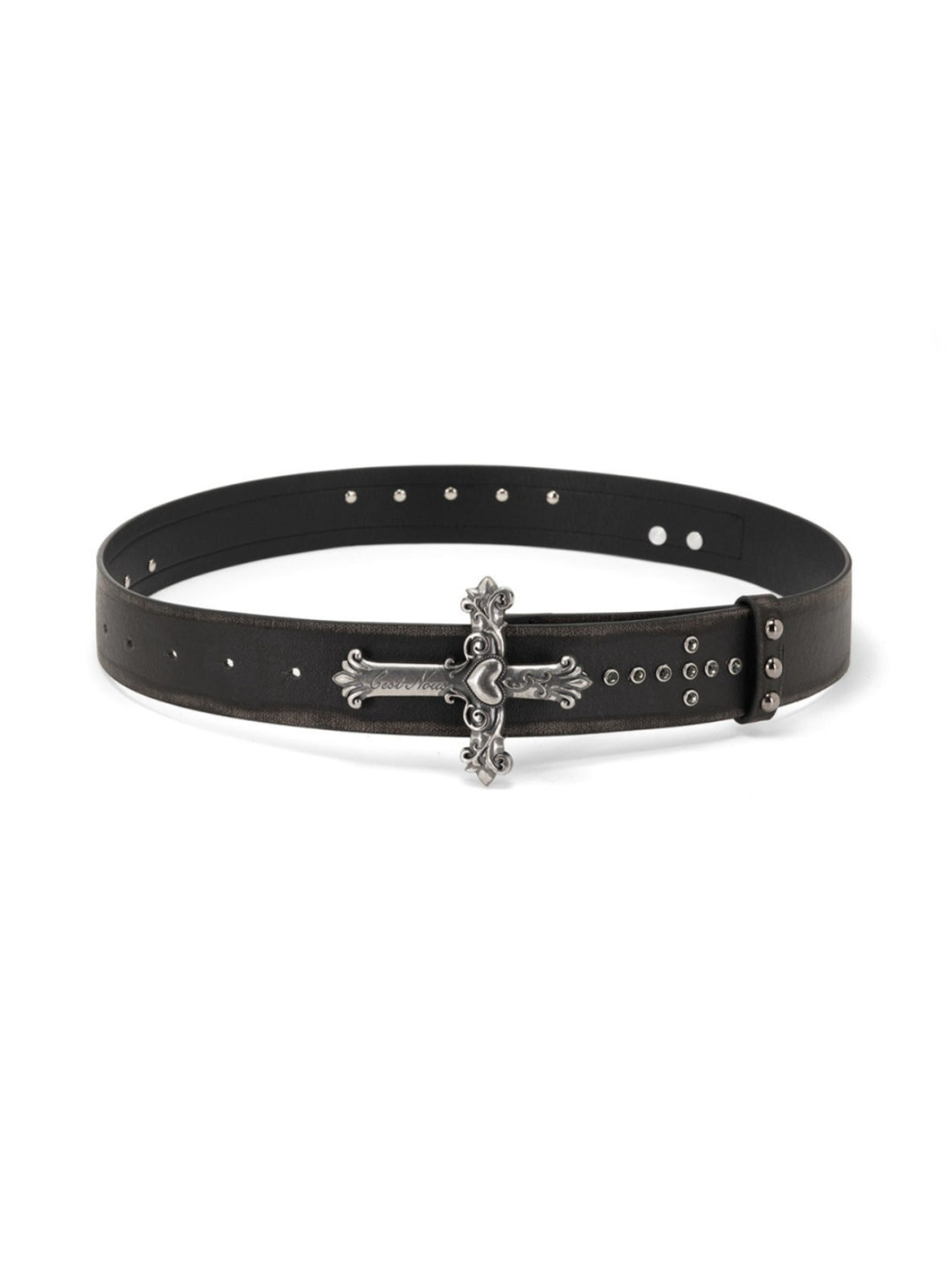 Vintage Cross Studded Leather Belt