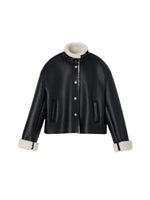 Contrast Faux Shearling Biker Jacket