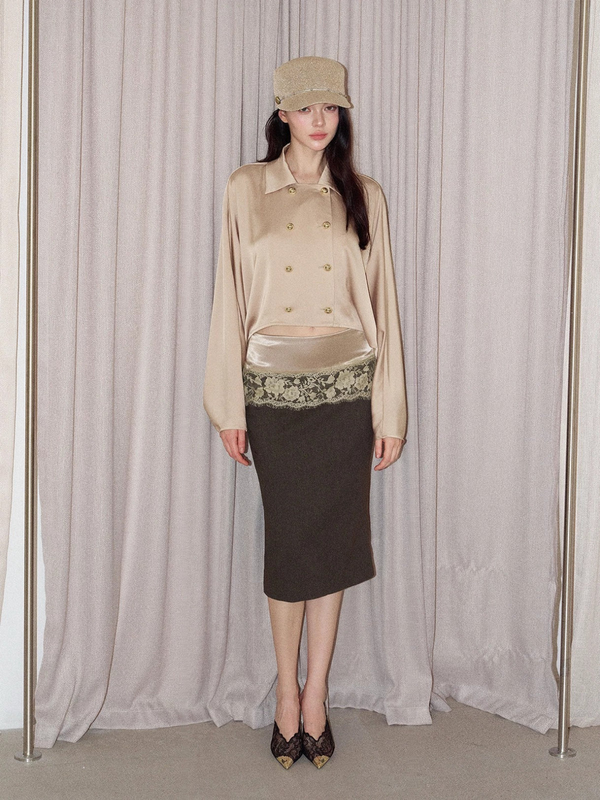 Satin Batwing Sleeve Top