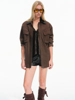 Vintage Contrast Collar Utility Jacket