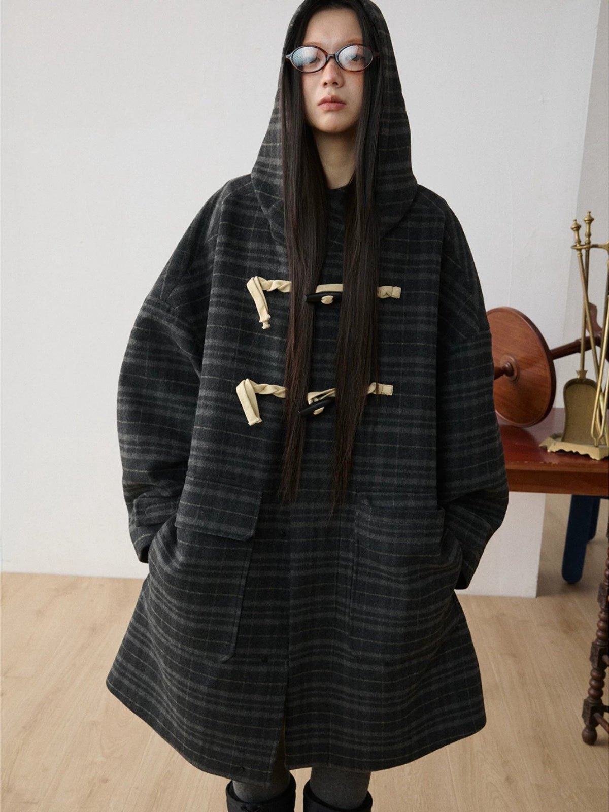 Wool Blend Hooded Duffle Coat
