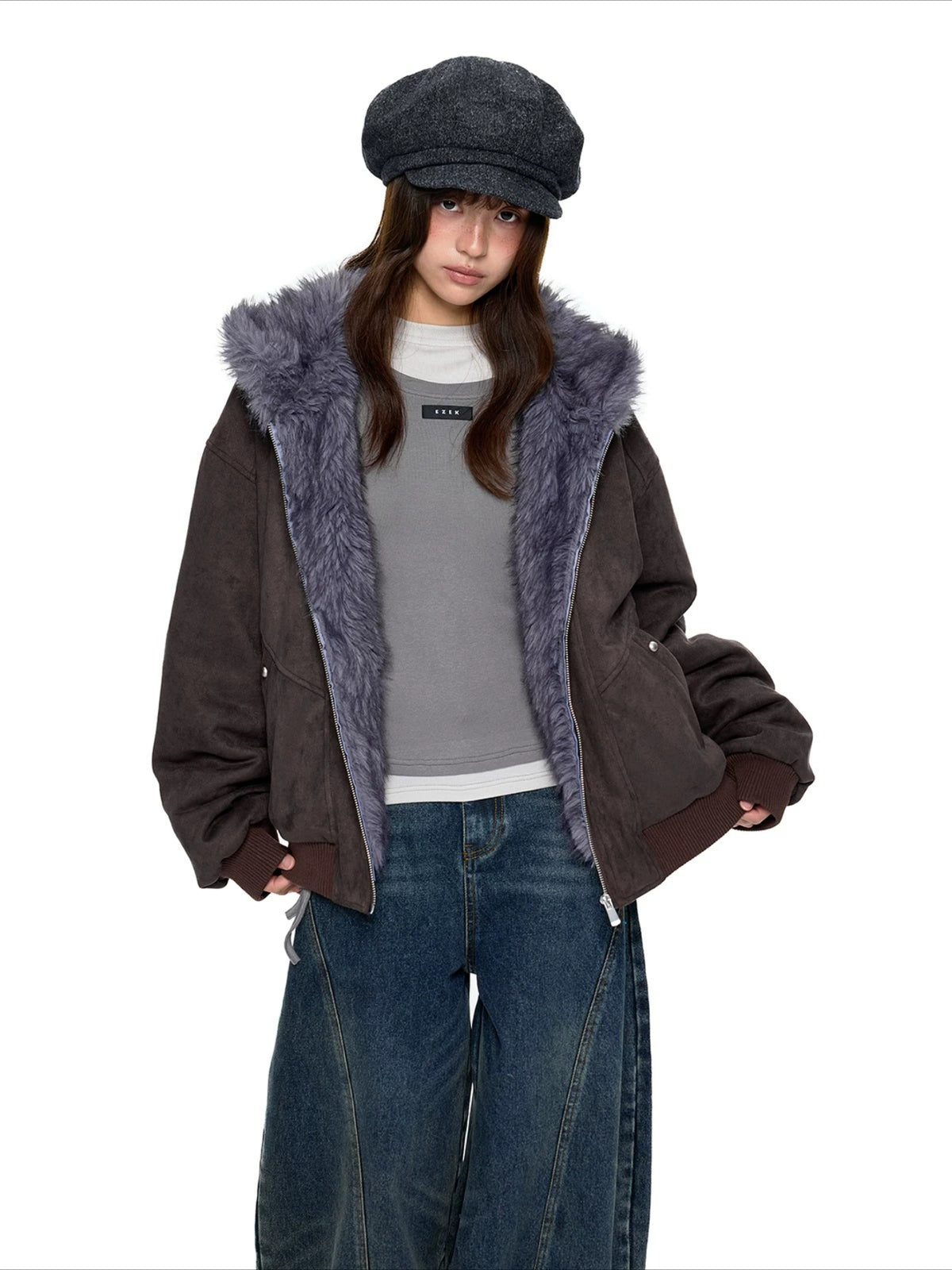 Faux Suede Cat Ear Jacket