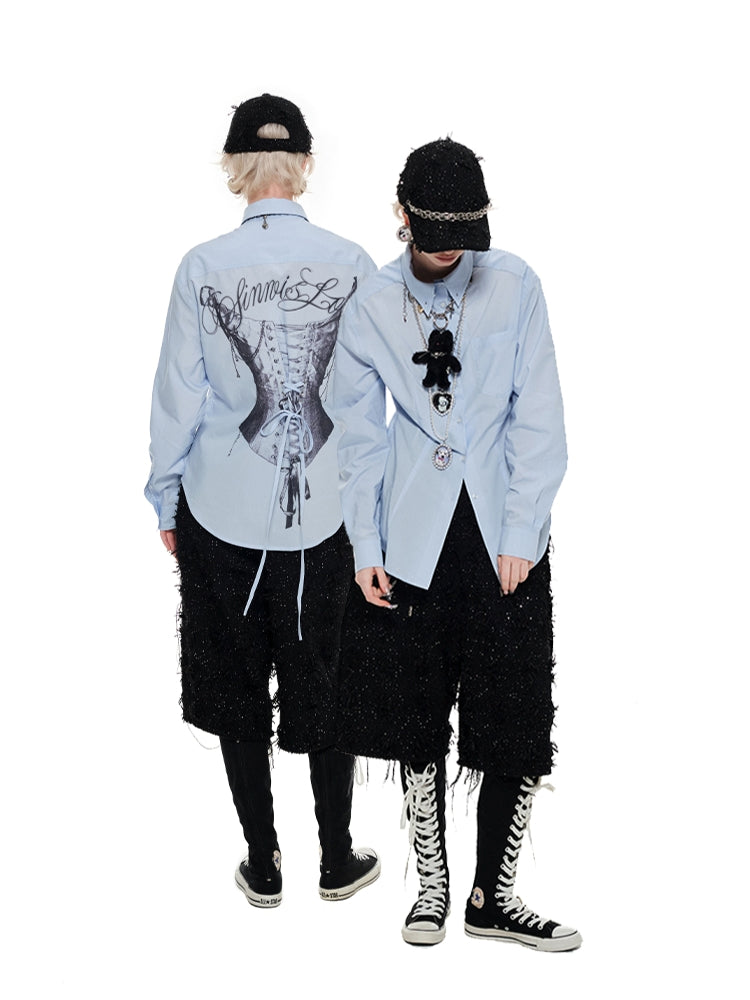 Black & Blue Tie Print Slim Fit Shirt