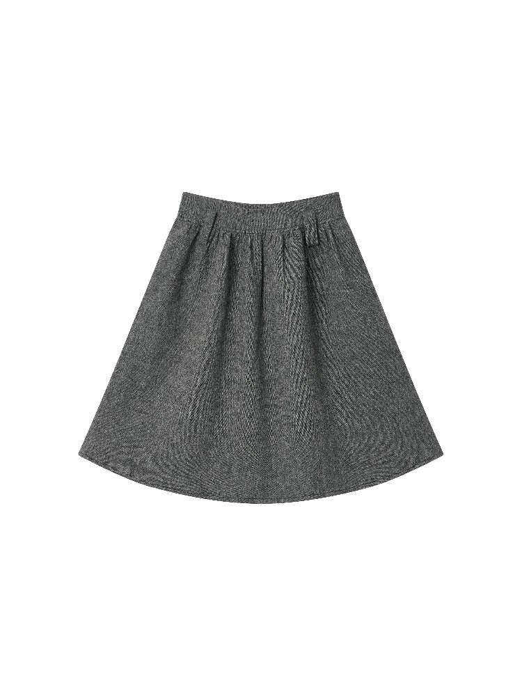 Wool Blend Pleated A-Line Skirt