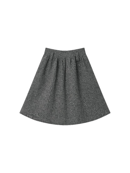 Wool Blend Pleated A-Line Skirt