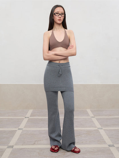 Layered Color Blocking U-Neck Halter Vest