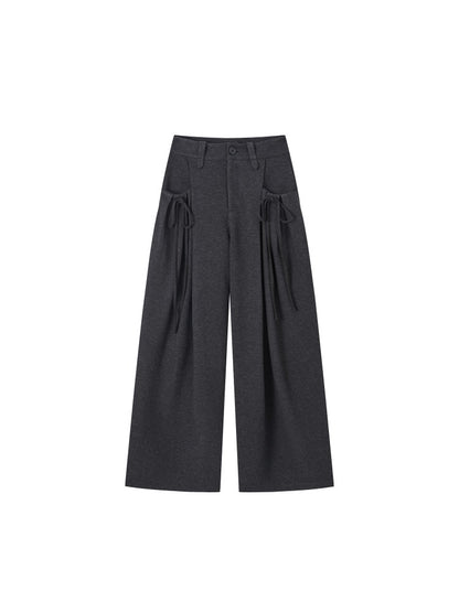Pleated Bow Wool Pants