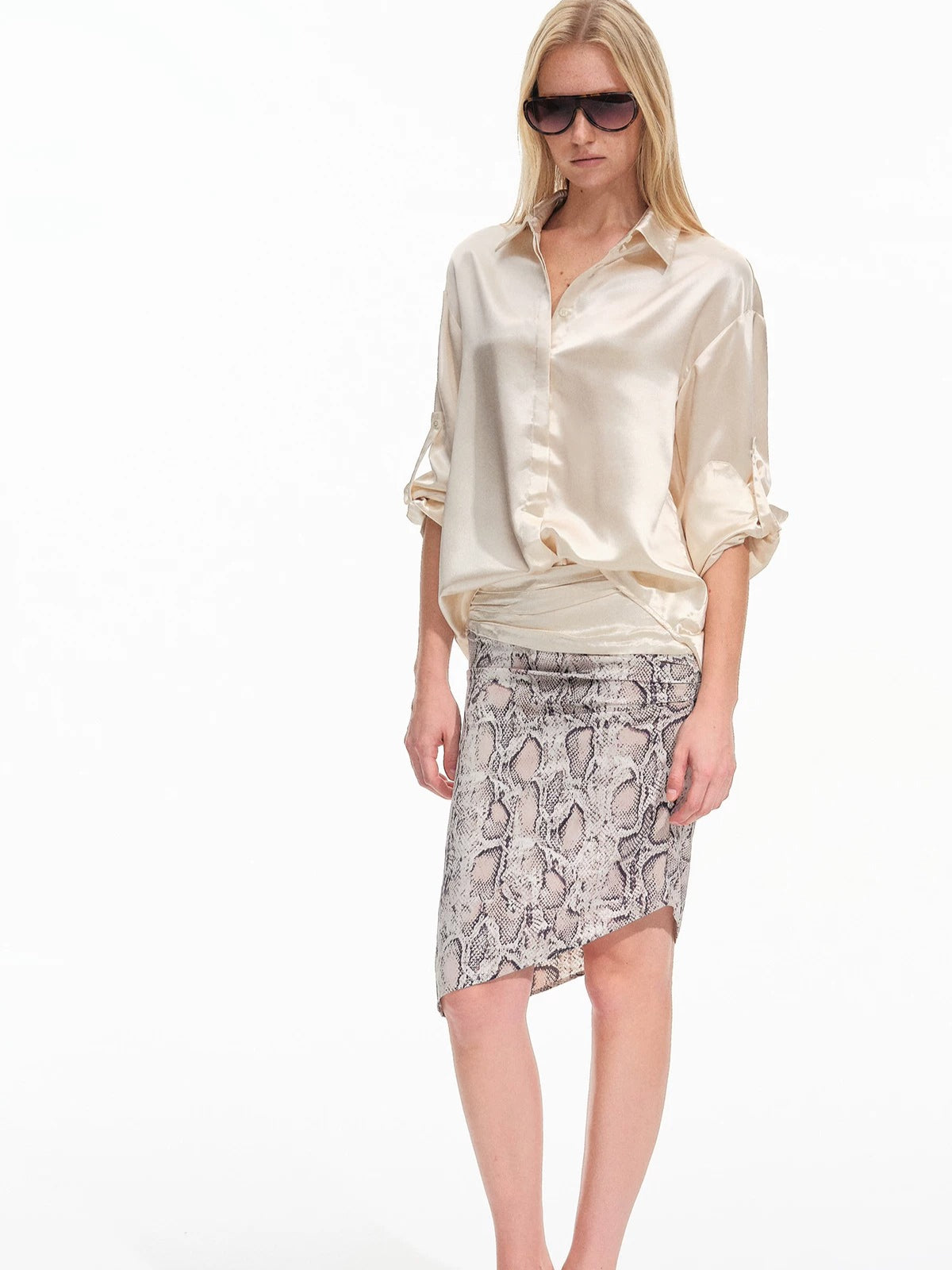 Acetate Satin Relaxed Polo Shirt
