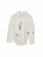 Cat Print Lace Panel Shirt