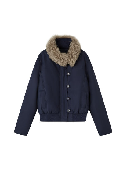 Detachable Fur Collar Fitted Down Jacket