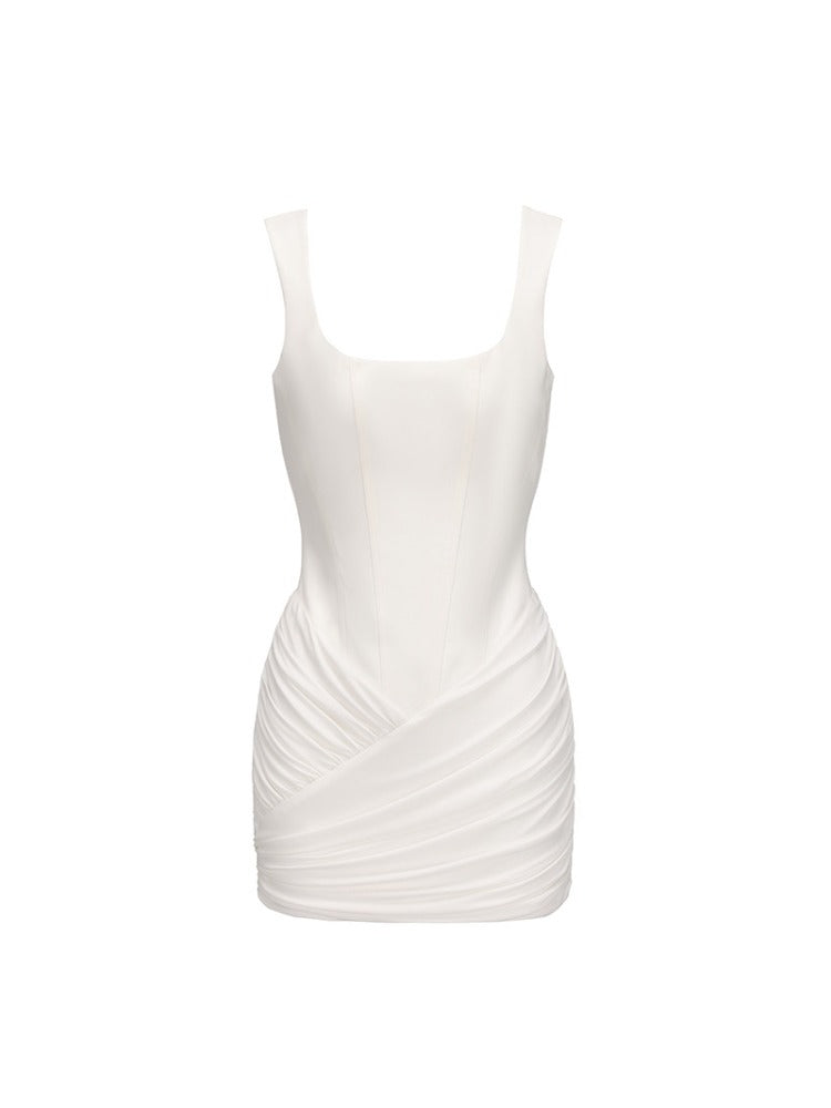 White Boned Waist Mini Dress