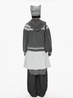 Fair Isle Hooded Knit Cardigan