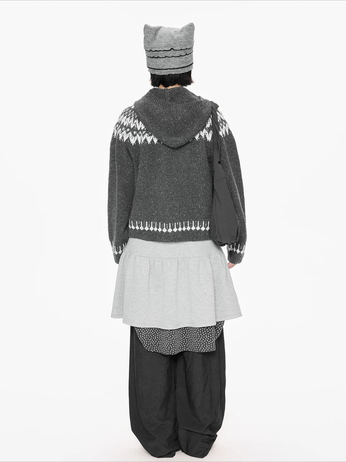 Fair Isle Hooded Knit Cardigan