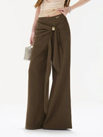 Metal Button Wide Leg Pants