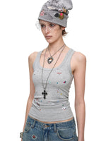 Vintage Print Wide-Strap Tank Top