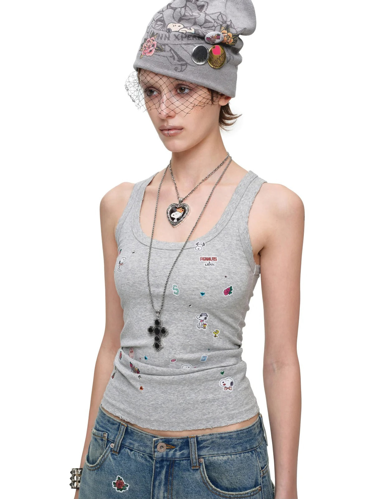 Vintage Print Wide-Strap Tank Top