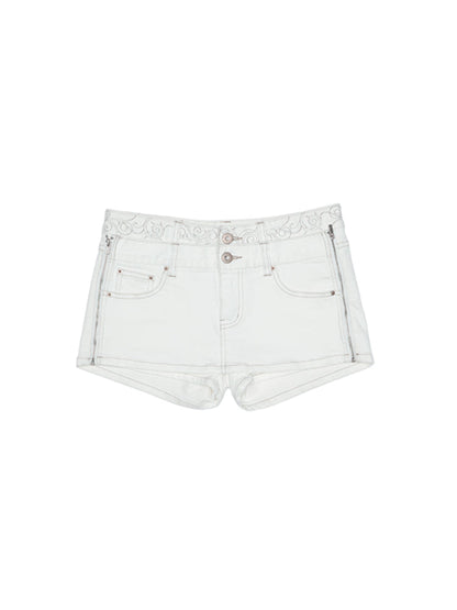 Double Waistband Reversible Denim Mini Skirt