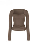 One-Shoulder Strapless Long-Sleeve Blouse