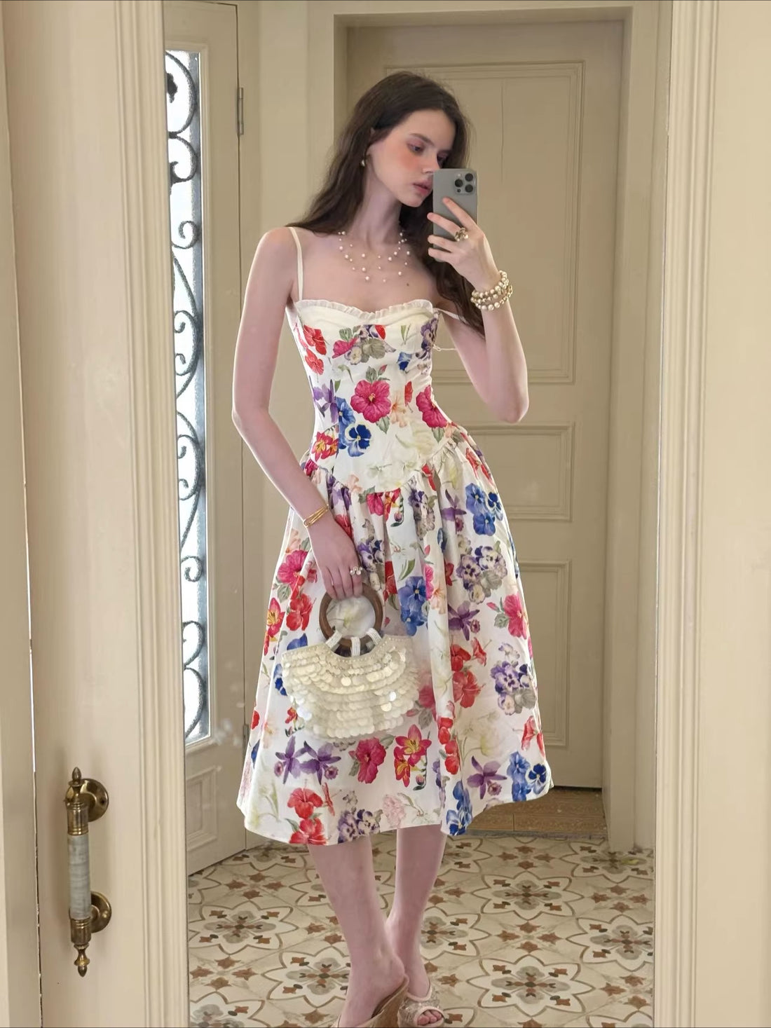 Lyocell Handpainted Floral Dress