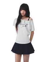 Star Print Off Shoulder Tee