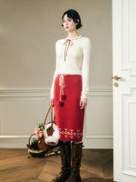 Warm Fabric Color Block Sweater & Skirt Set