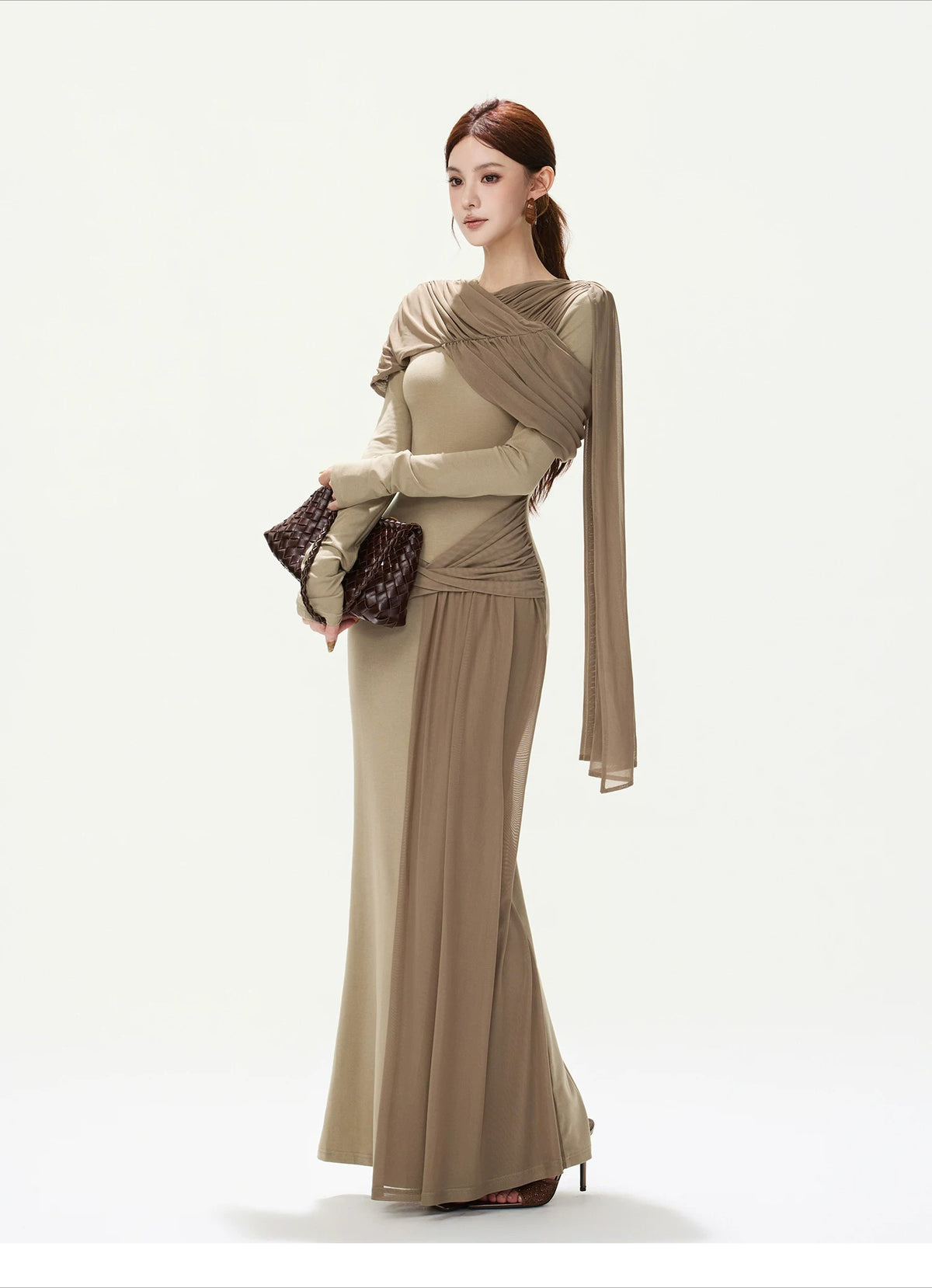 Shoulder Ribbon Knit Dress