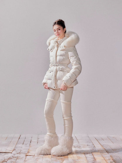 Fox Fur Large Collar Hooded Short Down Jacket
