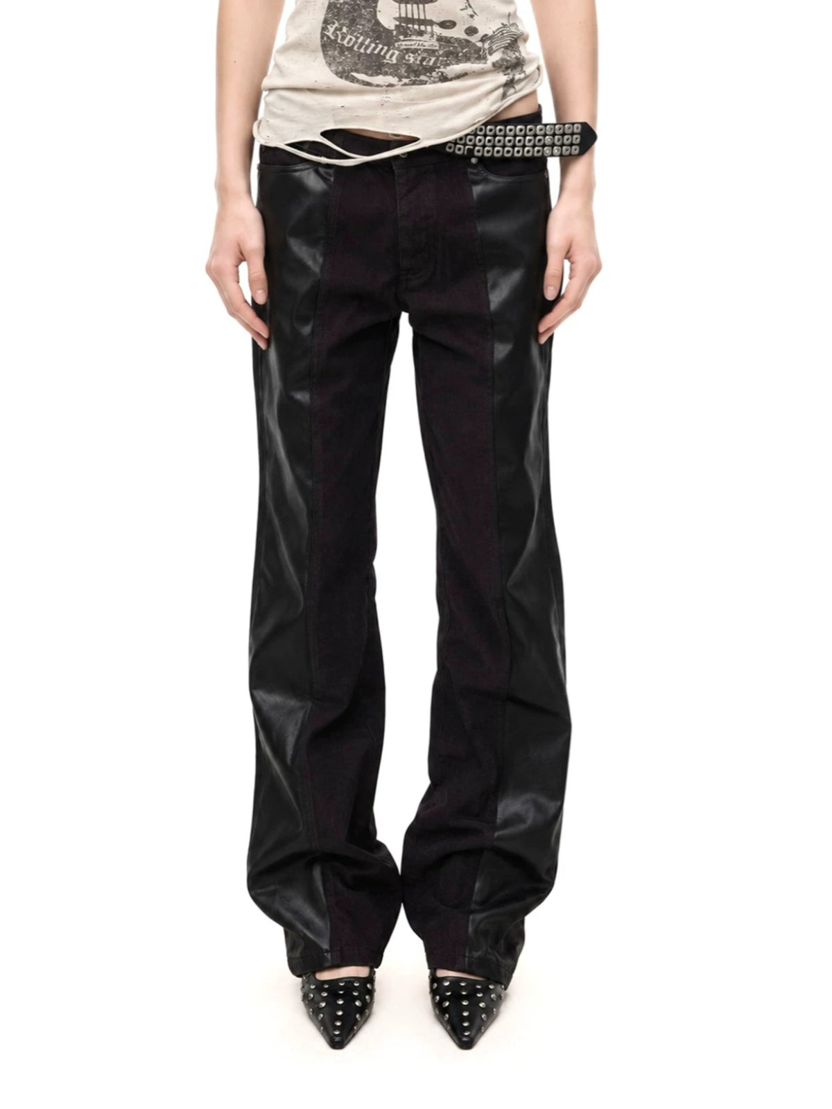 Black Stacked Street Trousers