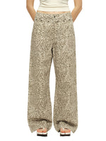 Studded Leopard Wide-Leg Pants