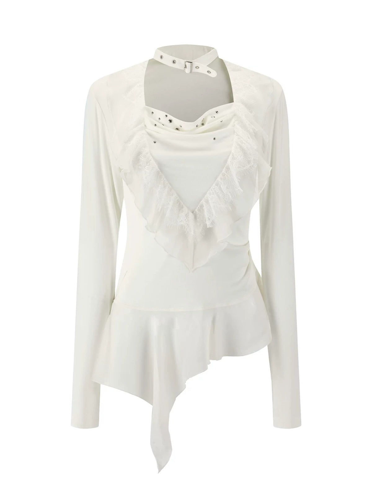 Sweet Ruffle Asymmetric Tencel Top
