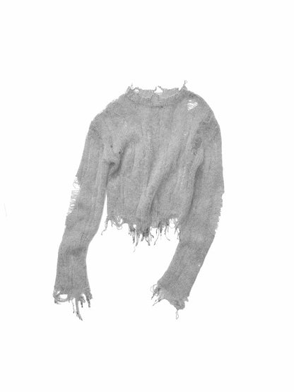 Mohair Distressed Cutout Sweater