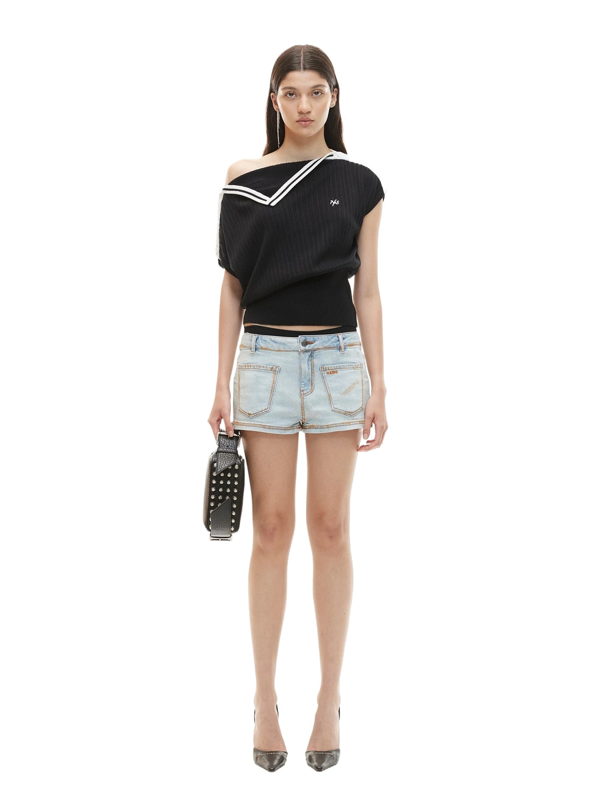 Black Contrast Asymmetric Tee