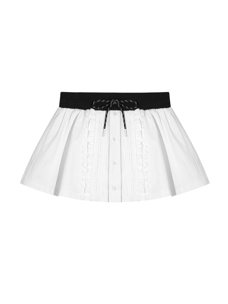 Ruffle Tie Pleated Skirt