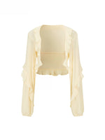 Ruffle Chiffon Cropped Cardigan
