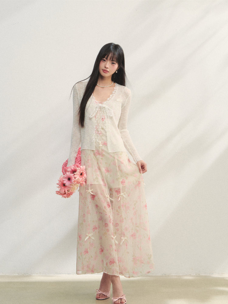 Three-Way Floral Spaghetti-Strap Dress