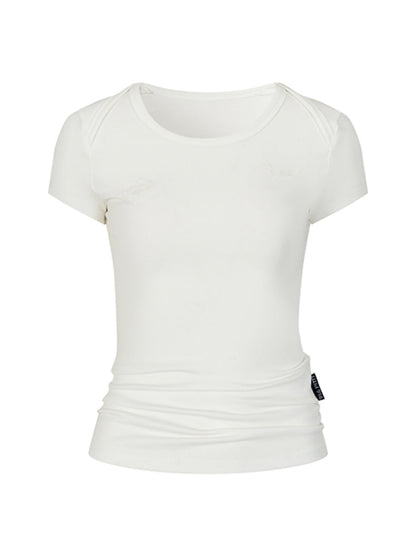 Embroidered Letter Short-Sleeve T-shirt
