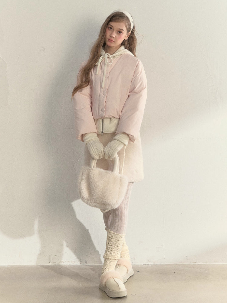 Reindeer Footprints Hooded Down Jacket