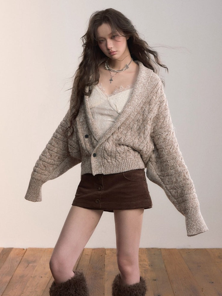 Heavyweight Detachable Fur Collar Cardigan